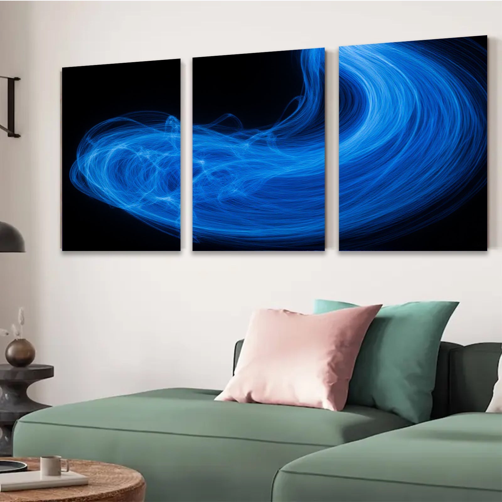 2D flat 1pc abstract blue swirls modern wall art canvas prints for living room bedroom home decor farmhouse style gallery wrapped ready to hang