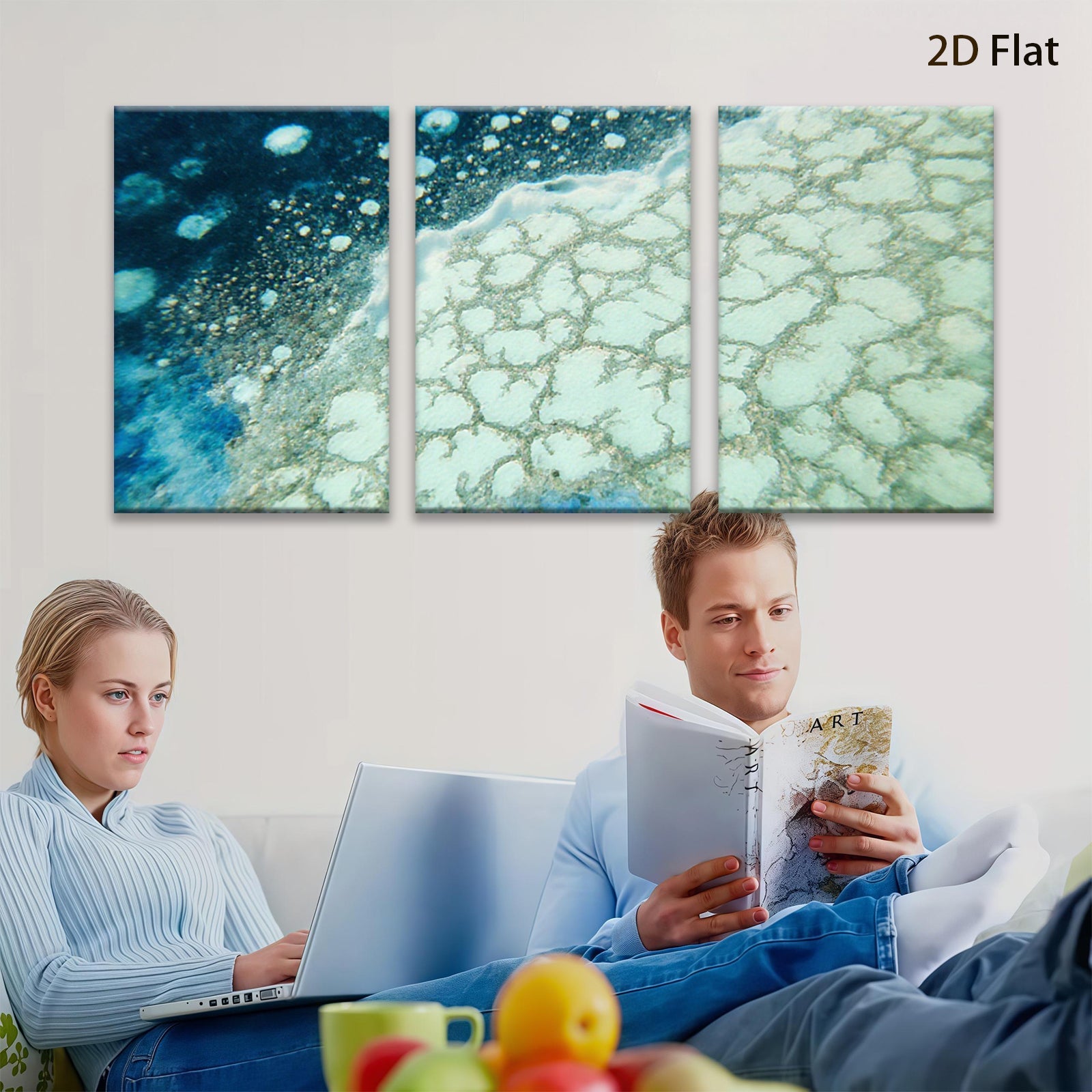 2D flat 1pc abstract blue texture wall art modern farmhouse living room bedroom decor gallery wrapped canvas prints coastal serene minimalist statement piece