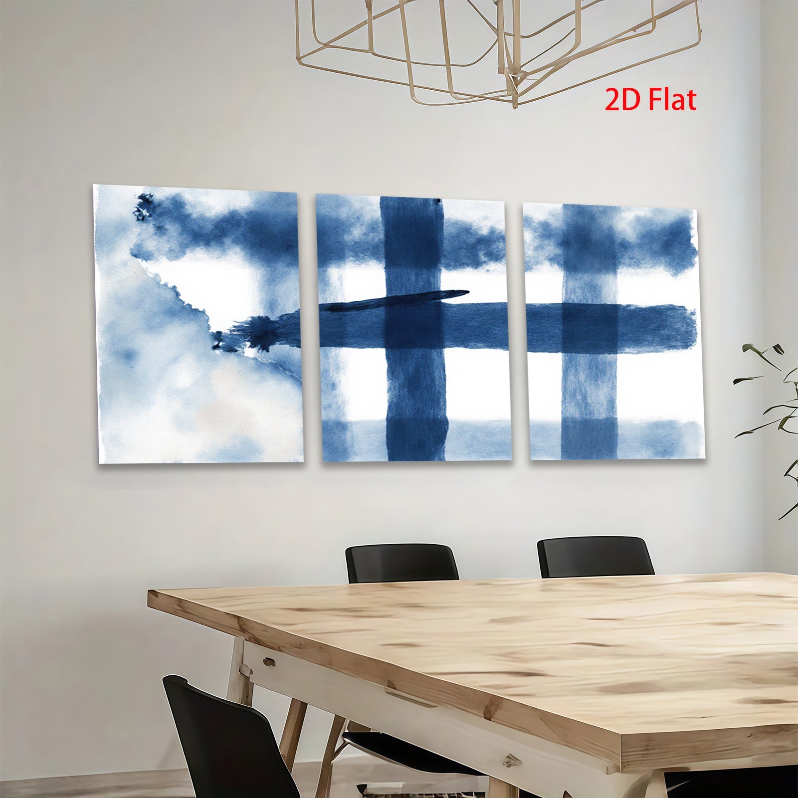 2D flat 1pc abstract blue watercolor wash minimalist modern farmhouse wall art for living room bedroom office gallery wrapped canvas prints ready to hang