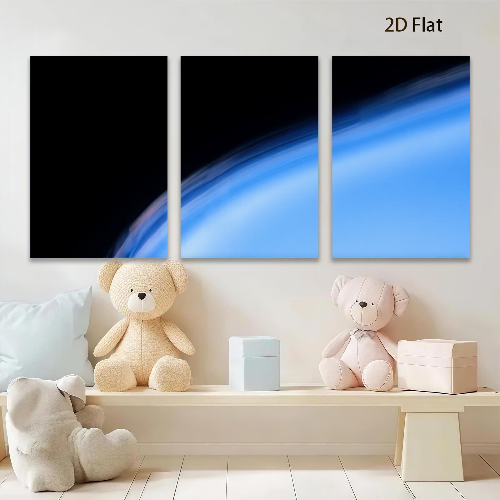 2D flat 1pc abstract blue wave coastal art modern farmhouse wall decor bedroom living room gallery wrapped canvas prints ready to hang