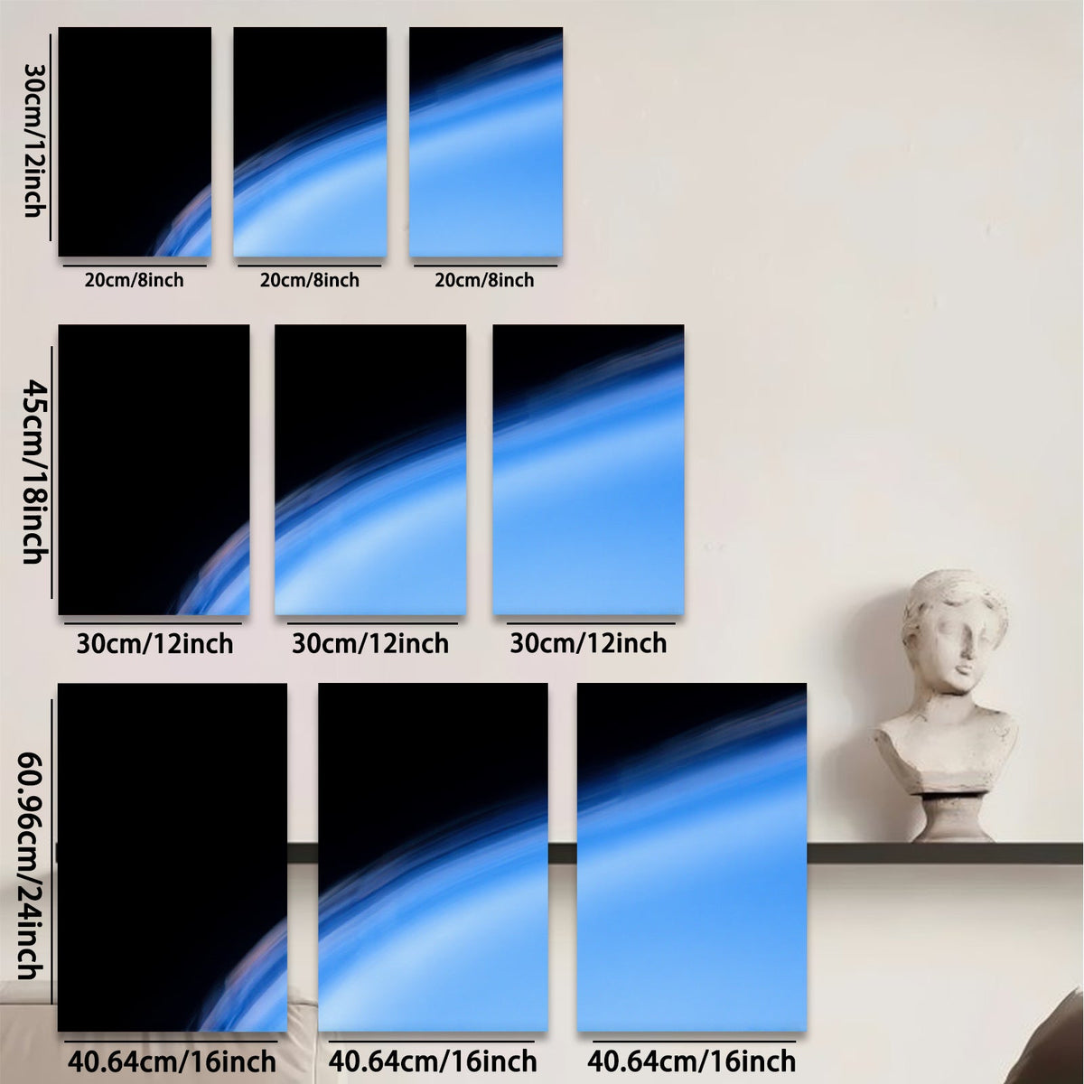 2D flat 1pc abstract blue wave coastal art modern farmhouse wall decor bedroom living room gallery wrapped canvas prints ready to hang