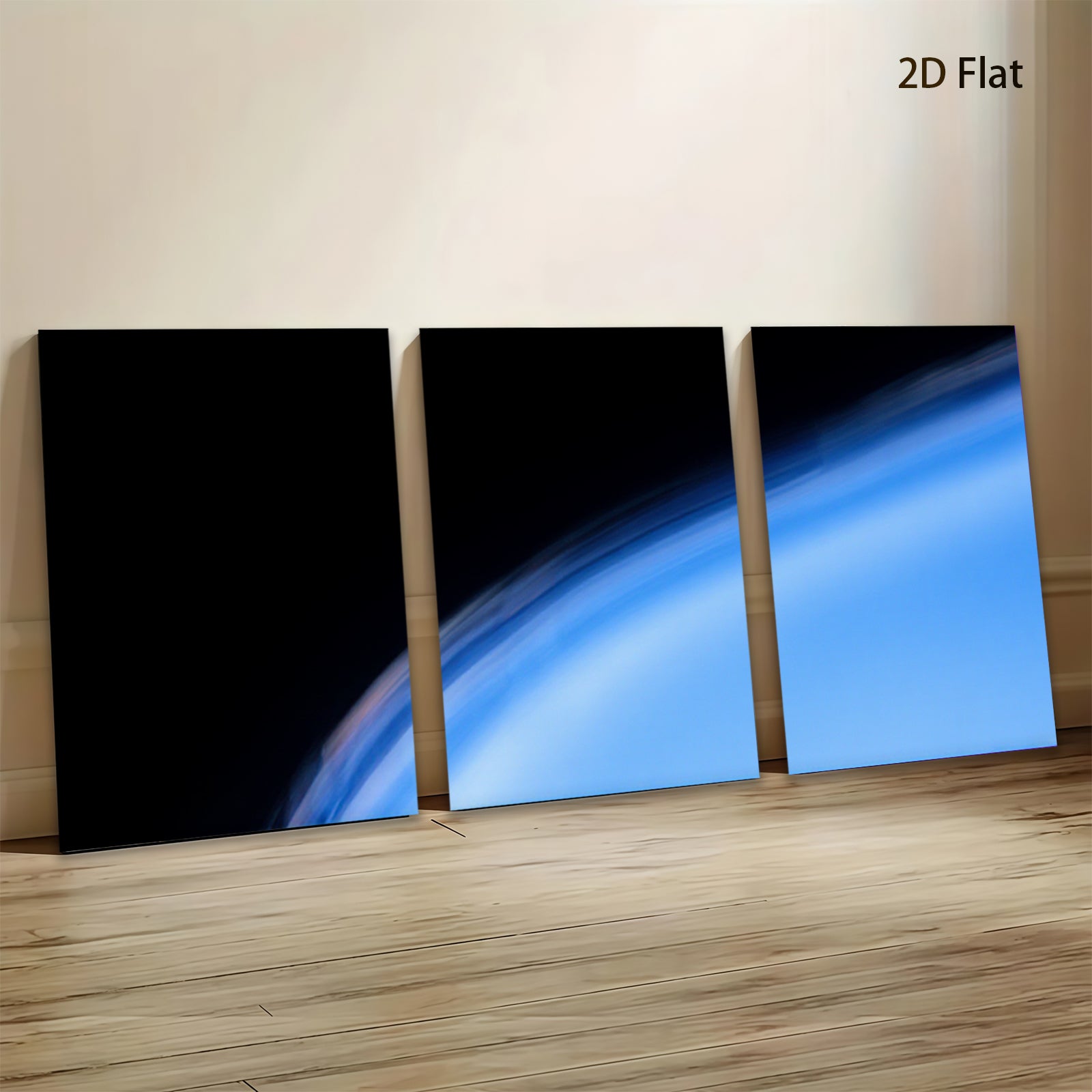2D flat 1pc abstract blue wave coastal art modern farmhouse wall decor bedroom living room gallery wrapped canvas prints ready to hang