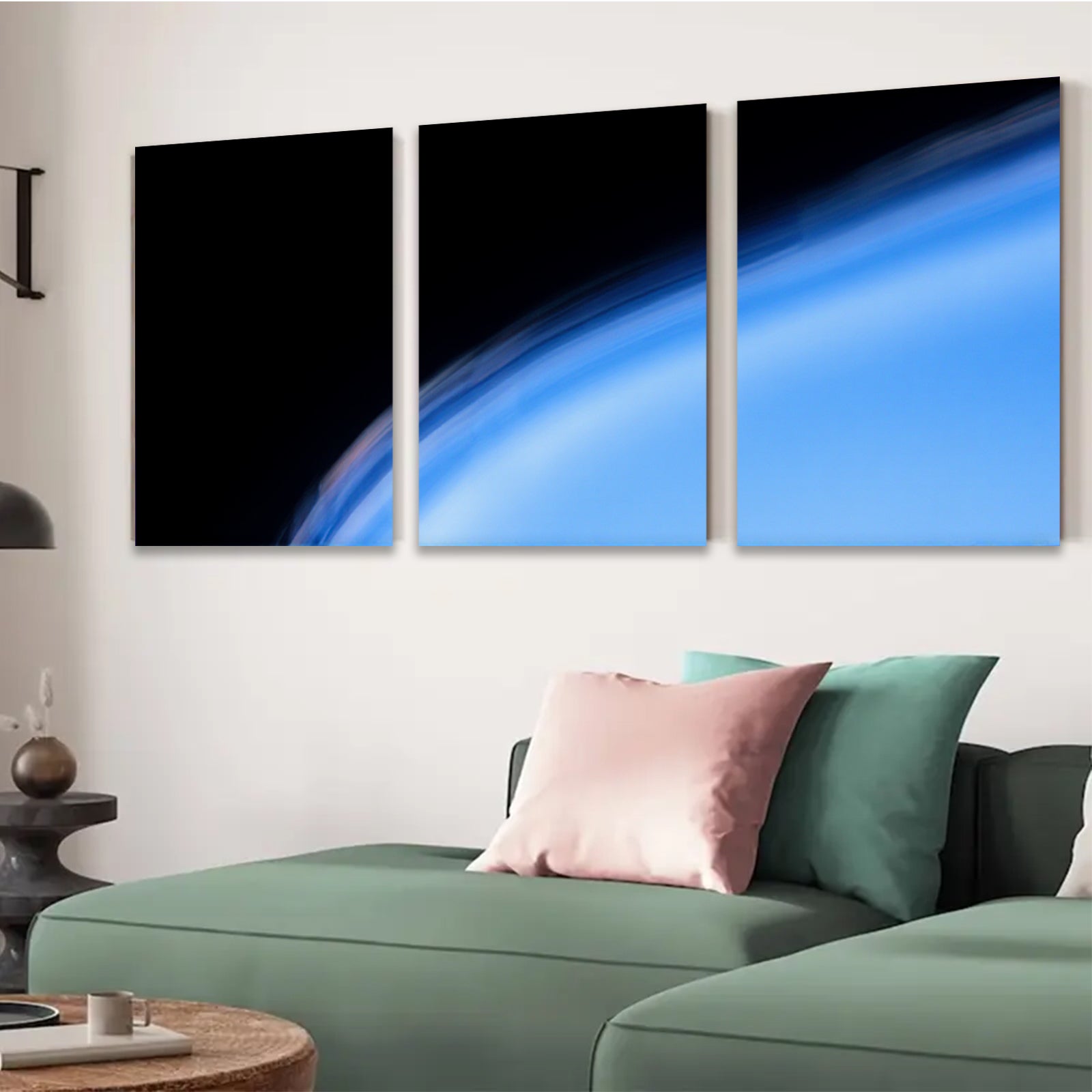 2D flat 1pc abstract blue wave coastal art modern farmhouse wall decor bedroom living room gallery wrapped canvas prints ready to hang