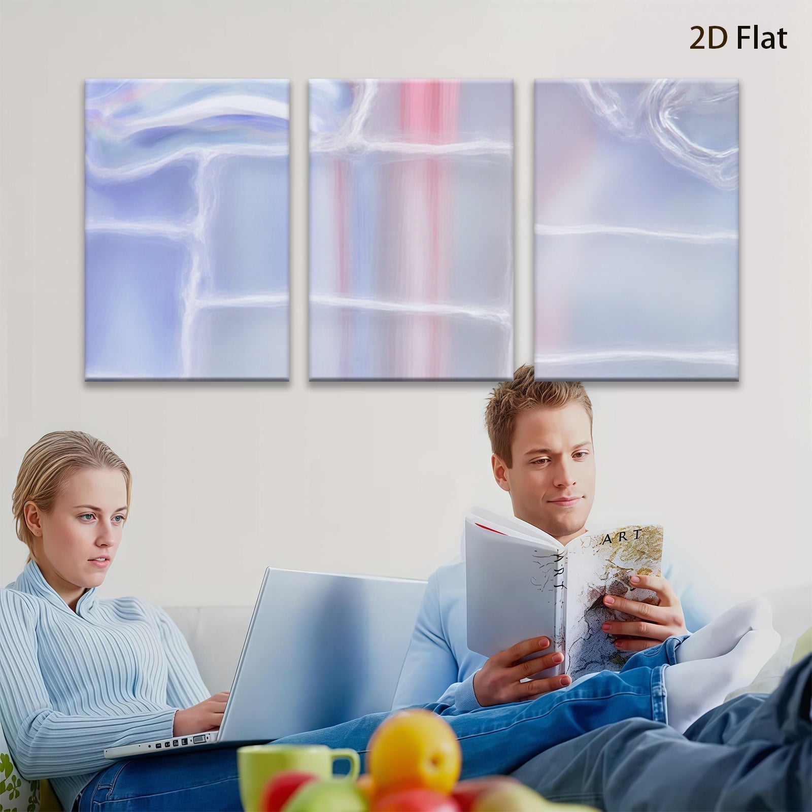 2D flat 1pc abstract blue wave modern wall art canvas prints for living room bedroom home decor farmhouse style gallery wrapped ready to hang