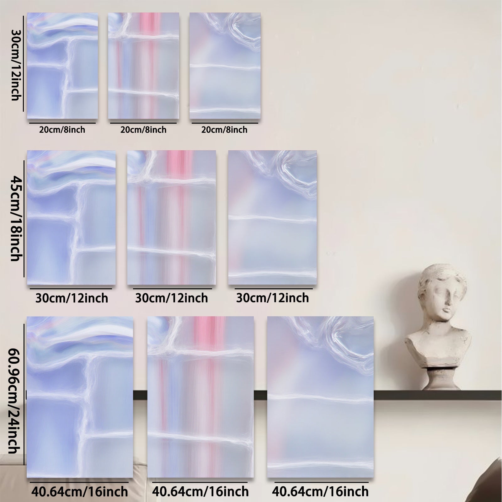 2D flat 1pc abstract blue wave modern wall art canvas prints for living room bedroom home decor farmhouse style gallery wrapped ready to hang