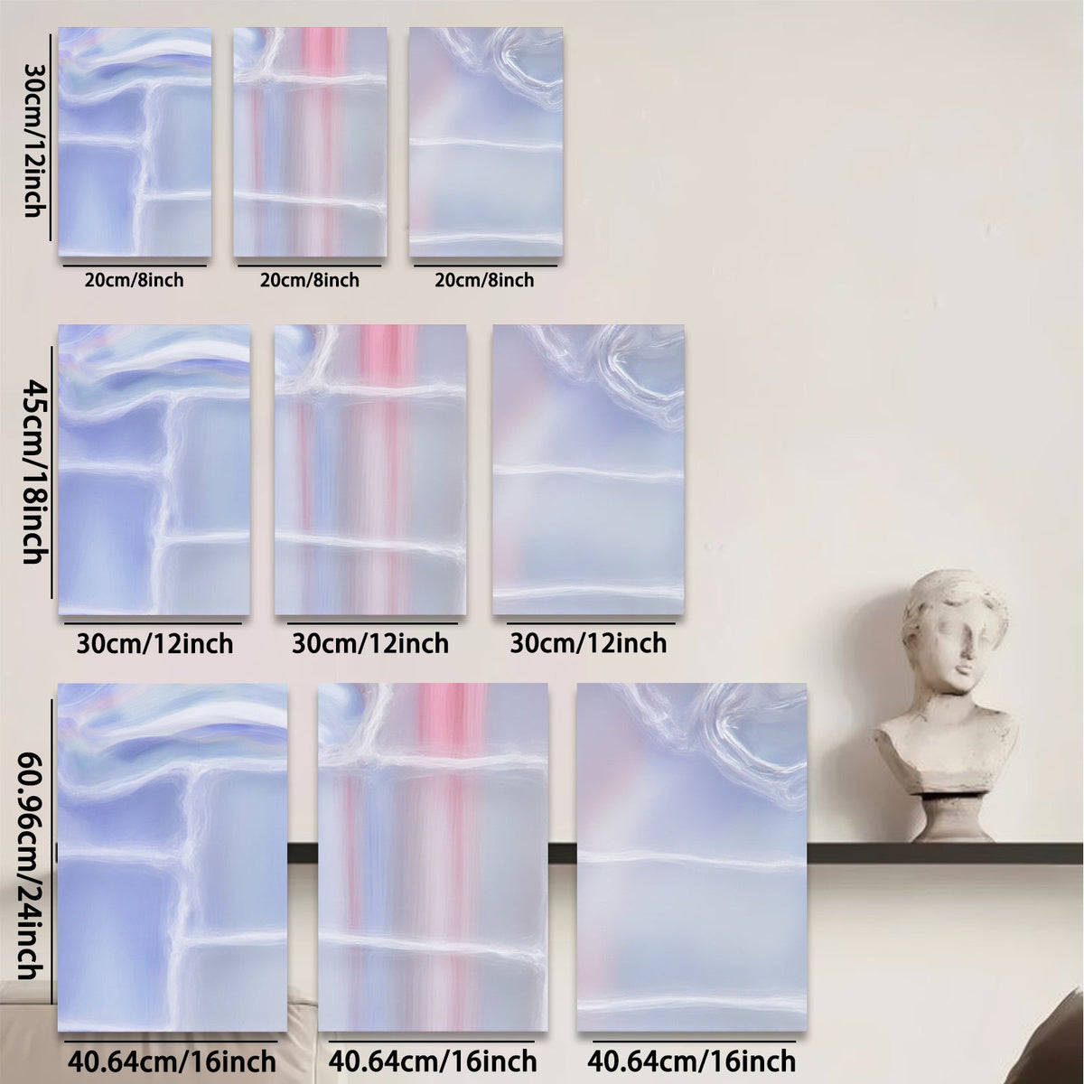 2D flat 1pc abstract blue wave modern wall art canvas prints for living room bedroom home decor farmhouse style gallery wrapped ready to hang