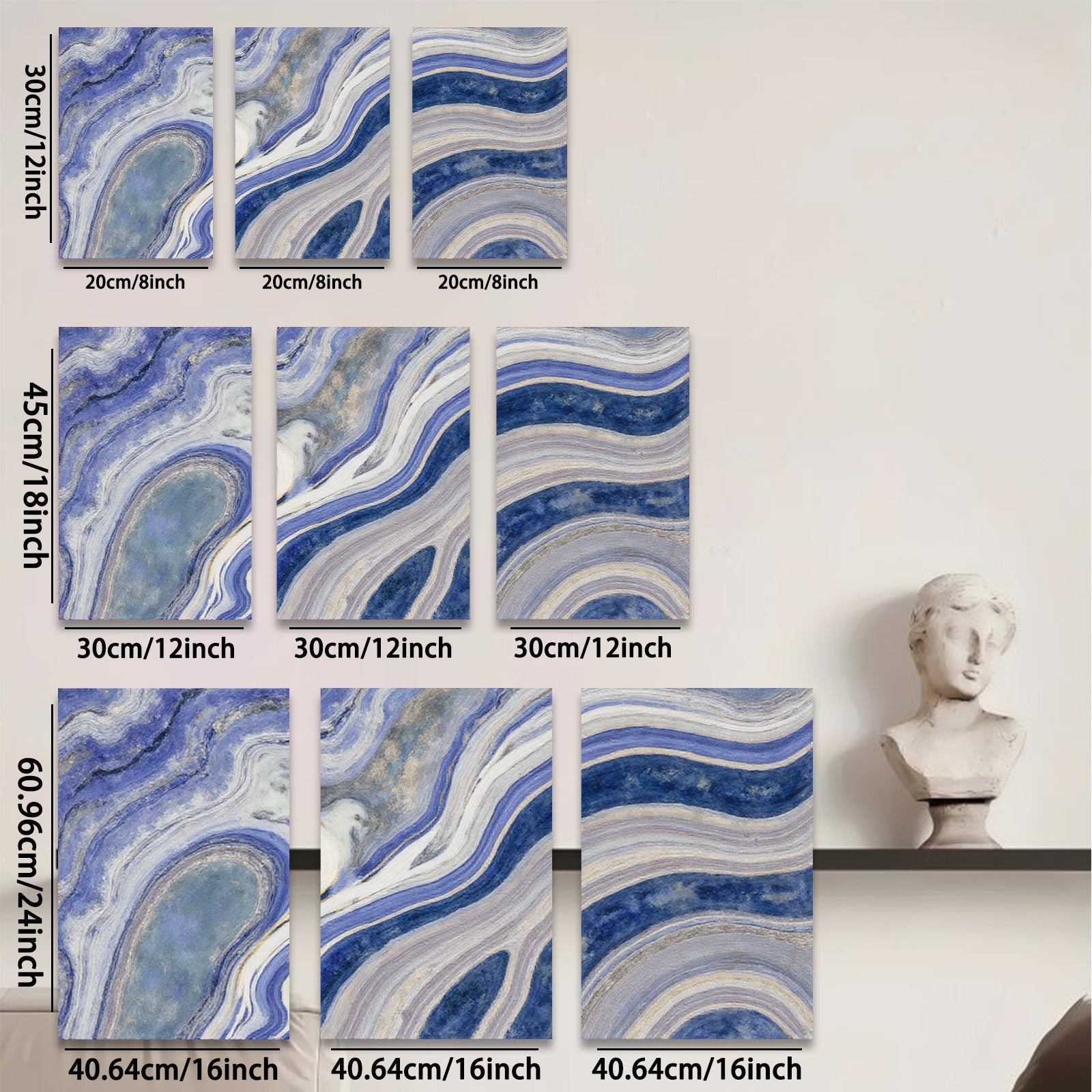 2D flat 1pc abstract blue waves modern wall art canvas prints for living room bedroom home office decor farmhouse style gallery wrapped ready to hang