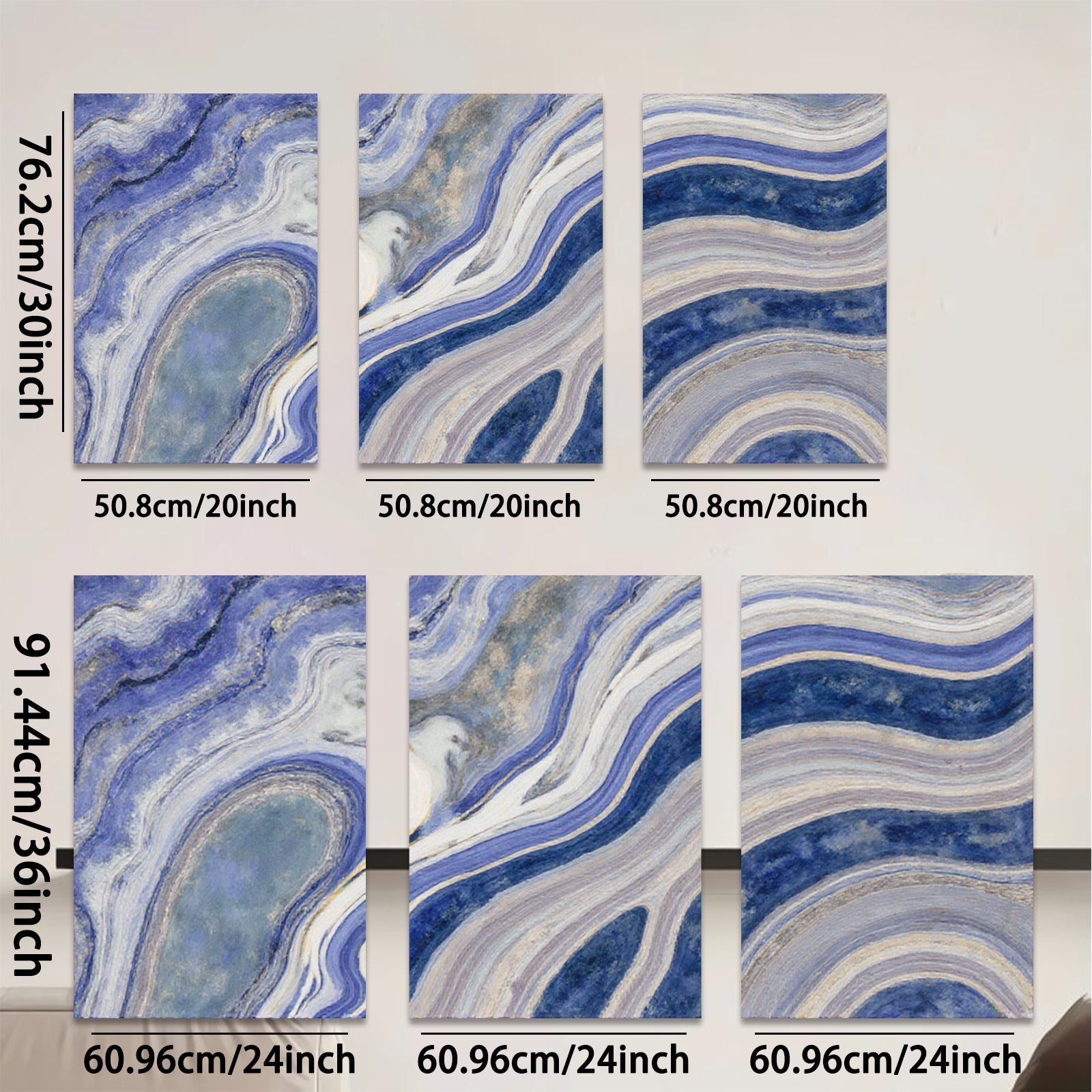 2D flat 1pc abstract blue waves modern wall art canvas prints for living room bedroom home office decor farmhouse style gallery wrapped ready to hang