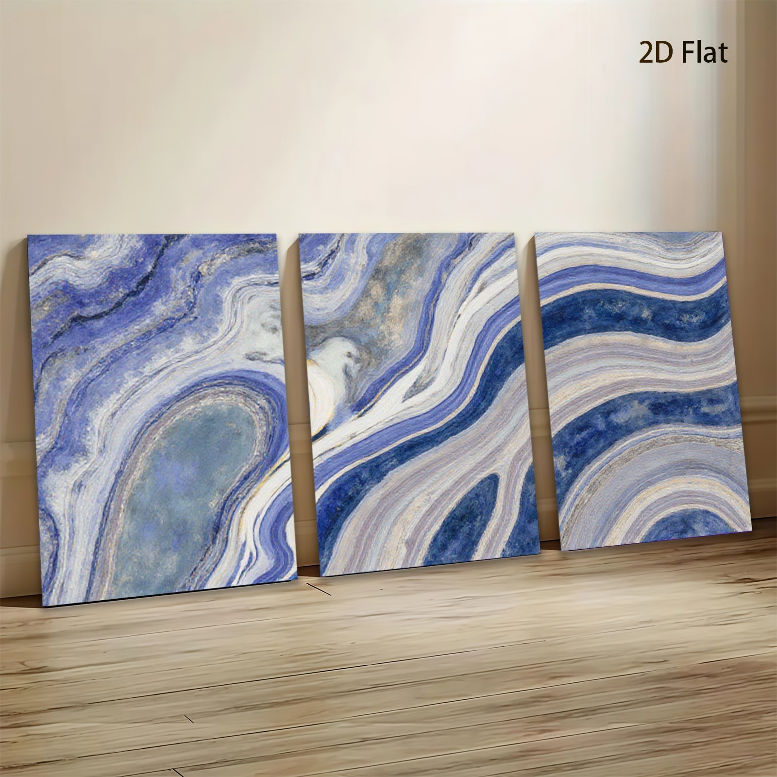 2D flat 1pc abstract blue waves modern wall art canvas prints for living room bedroom home office decor farmhouse style gallery wrapped ready to hang