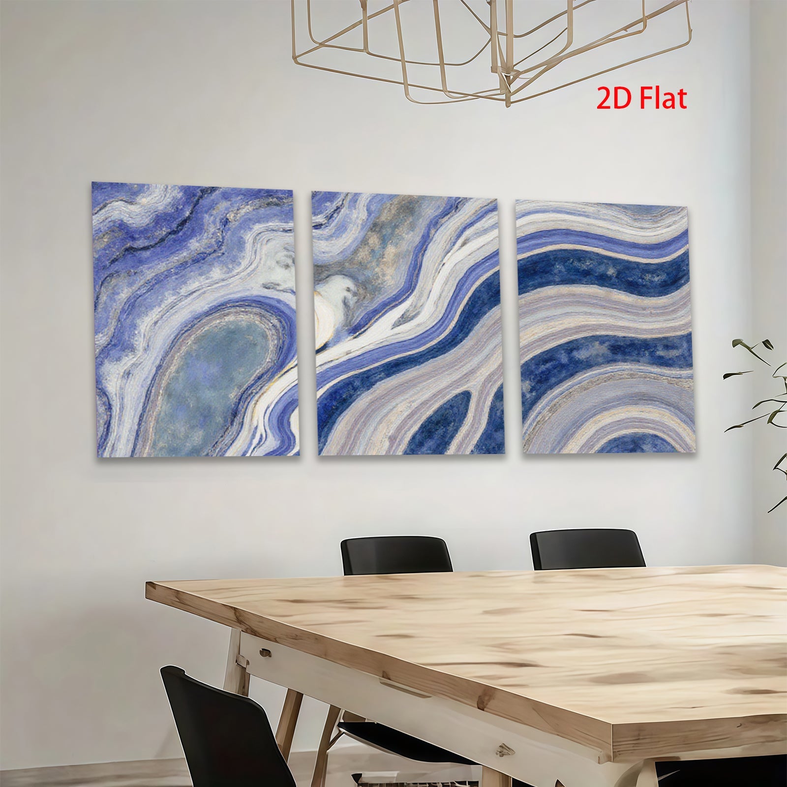 2D flat 1pc abstract blue waves modern wall art canvas prints for living room bedroom home office decor farmhouse style gallery wrapped ready to hang
