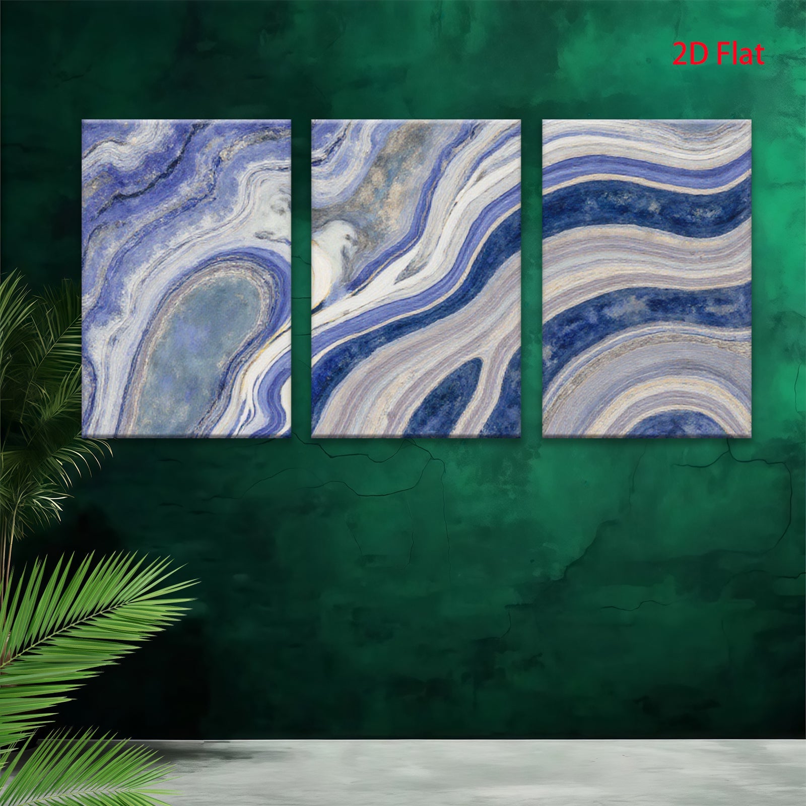 2D flat 1pc abstract blue waves modern wall art canvas prints for living room bedroom home office decor farmhouse style gallery wrapped ready to hang