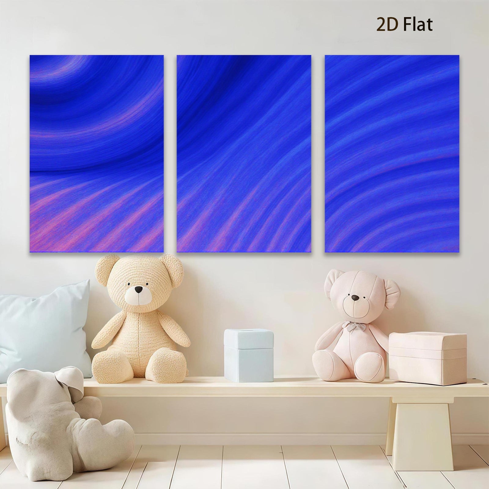 2D flat 1pc abstract blue waves modern wall art decor for living room bedroom office gallery wrapped canvas prints farmhouse style inspirational home decoration