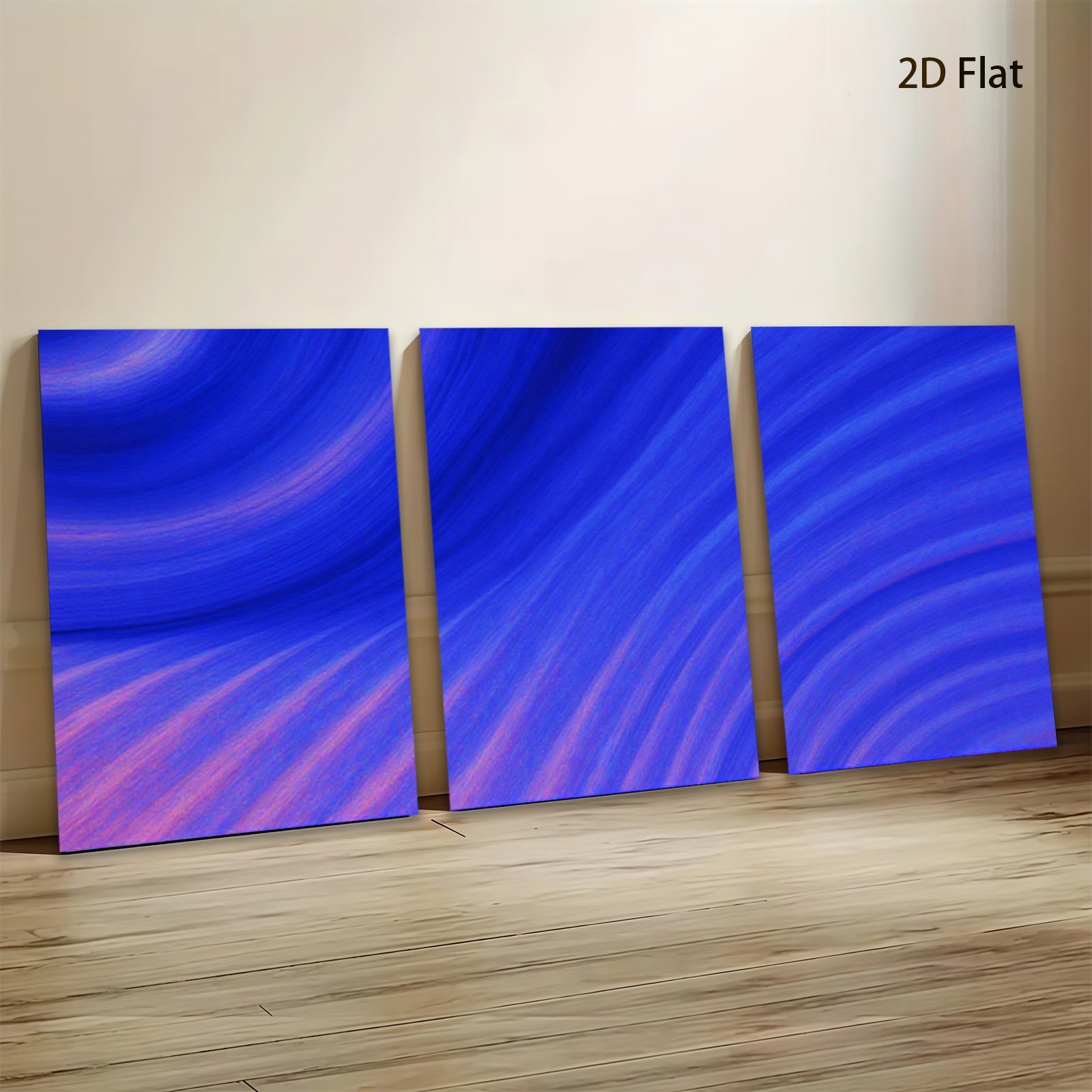 2D flat 1pc abstract blue waves modern wall art decor for living room bedroom office gallery wrapped canvas prints farmhouse style inspirational home decoration