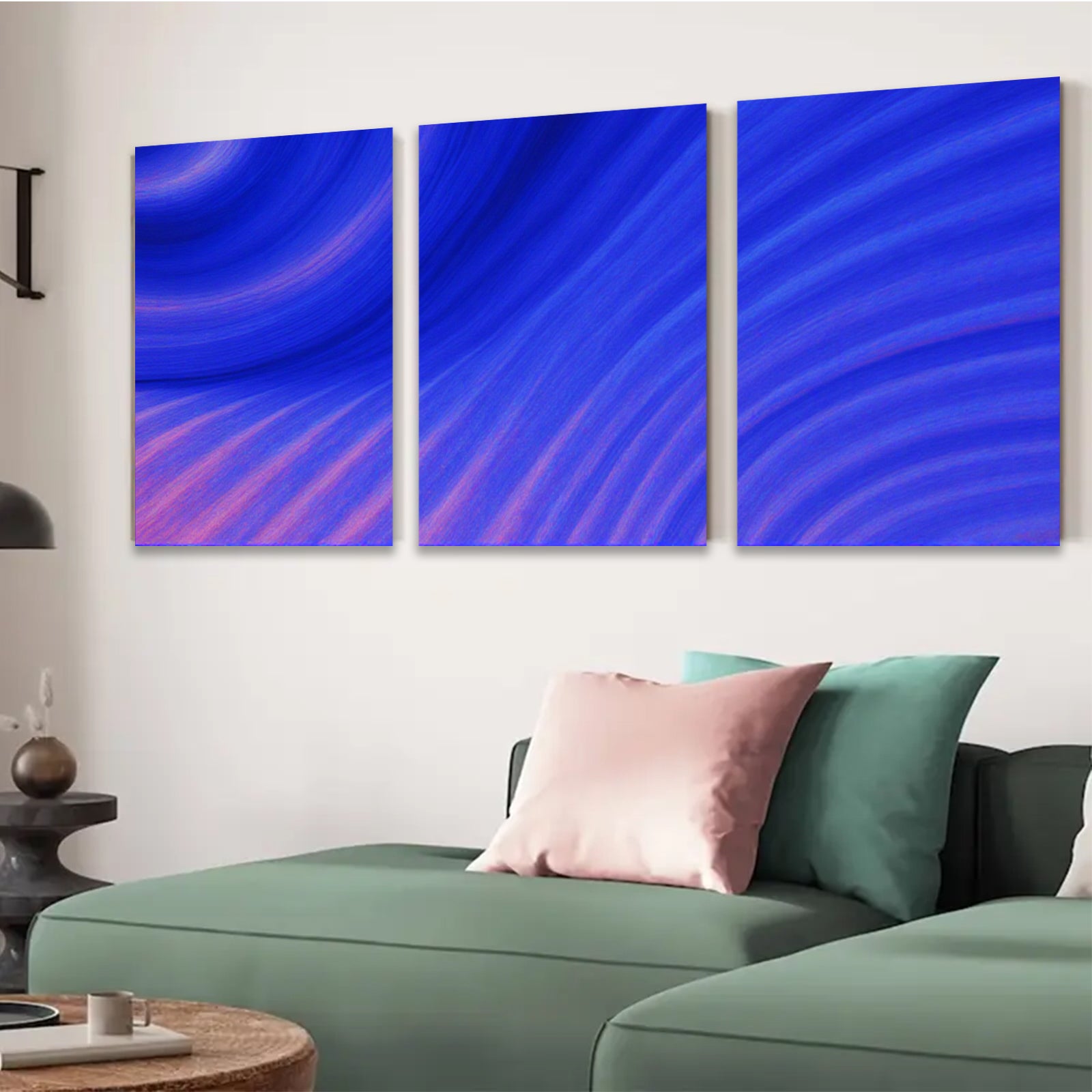 2D flat 1pc abstract blue waves modern wall art decor for living room bedroom office gallery wrapped canvas prints farmhouse style inspirational home decoration