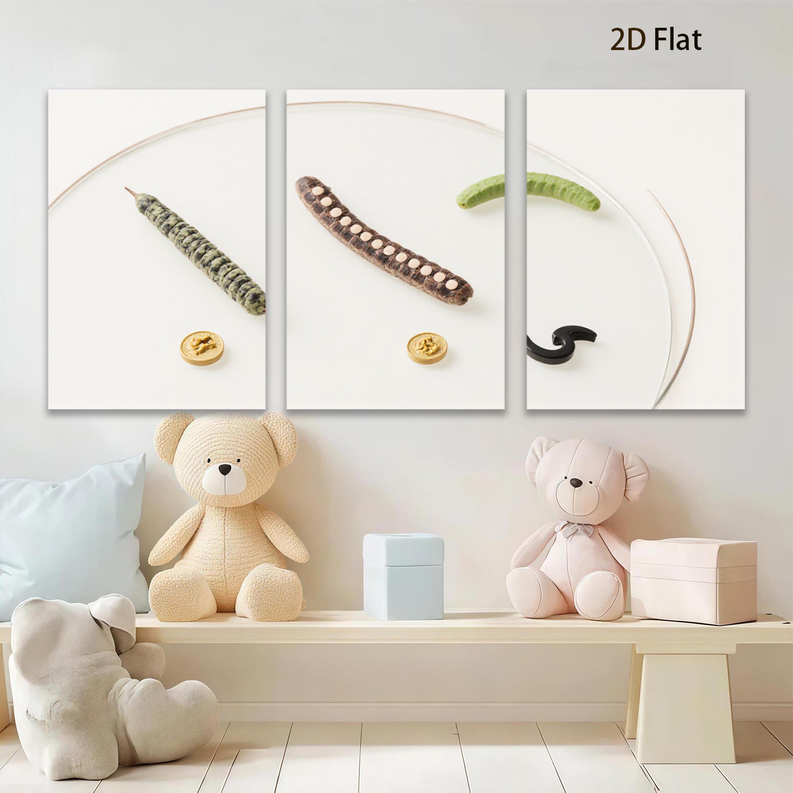 2D flat 1pc abstract botanical study whimsical modern farmhouse wall art gallery wrapped canvas print bedroom living room decor trending now