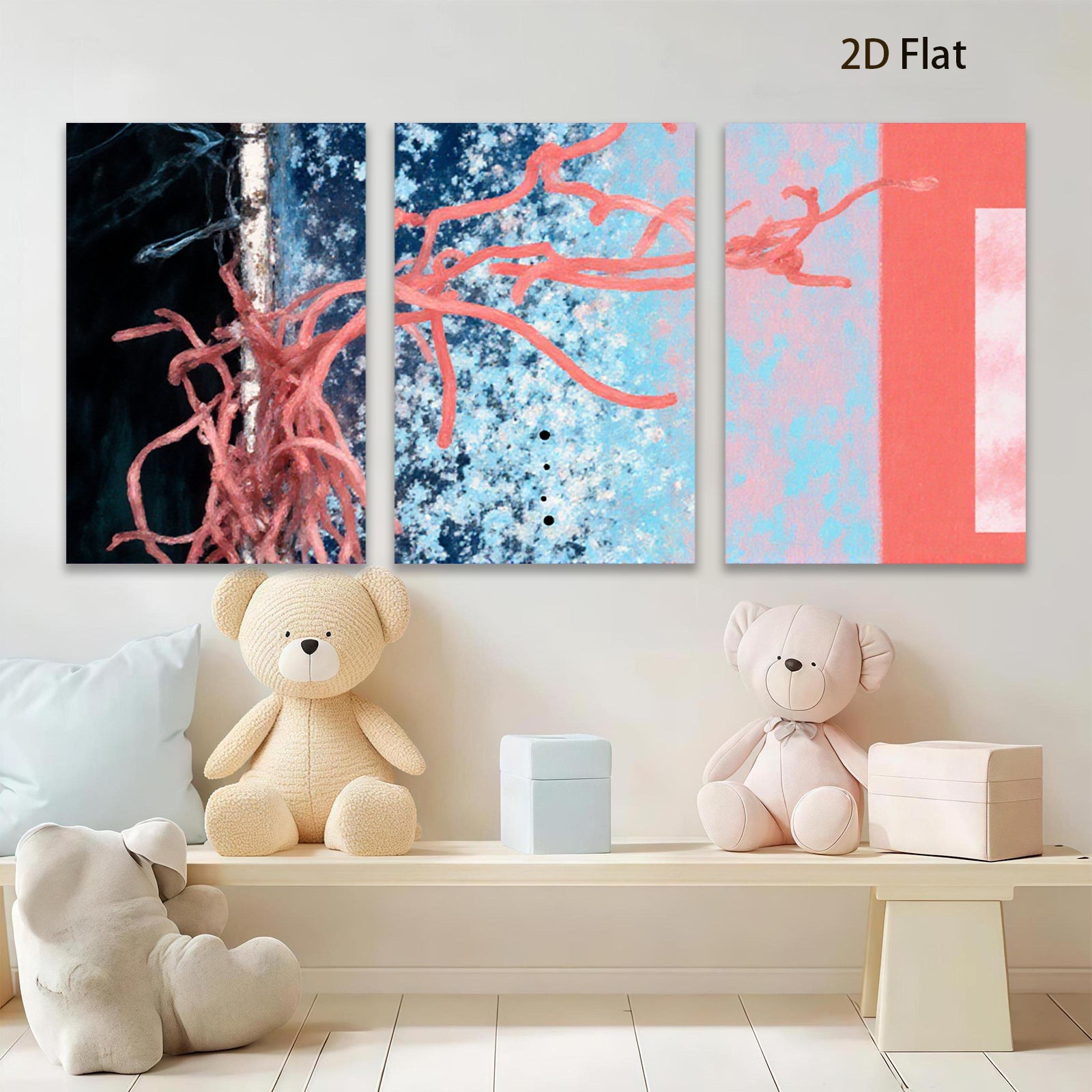2D flat 1pc abstract botanical wall art modern farmhouse decor living room bedroom gallery wrapped canvas prints coastal style art