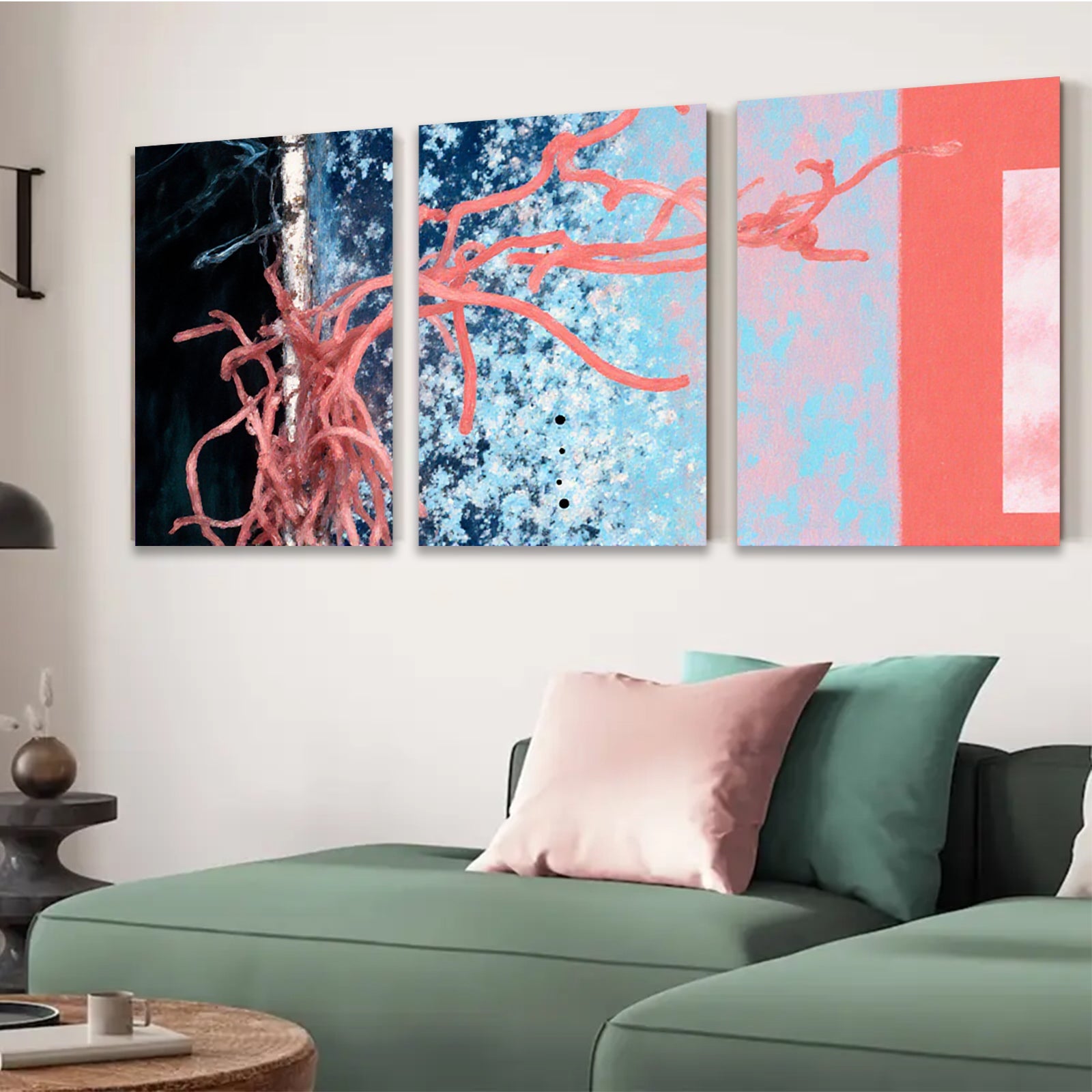 2D flat 1pc abstract botanical wall art modern farmhouse decor living room bedroom gallery wrapped canvas prints coastal style art