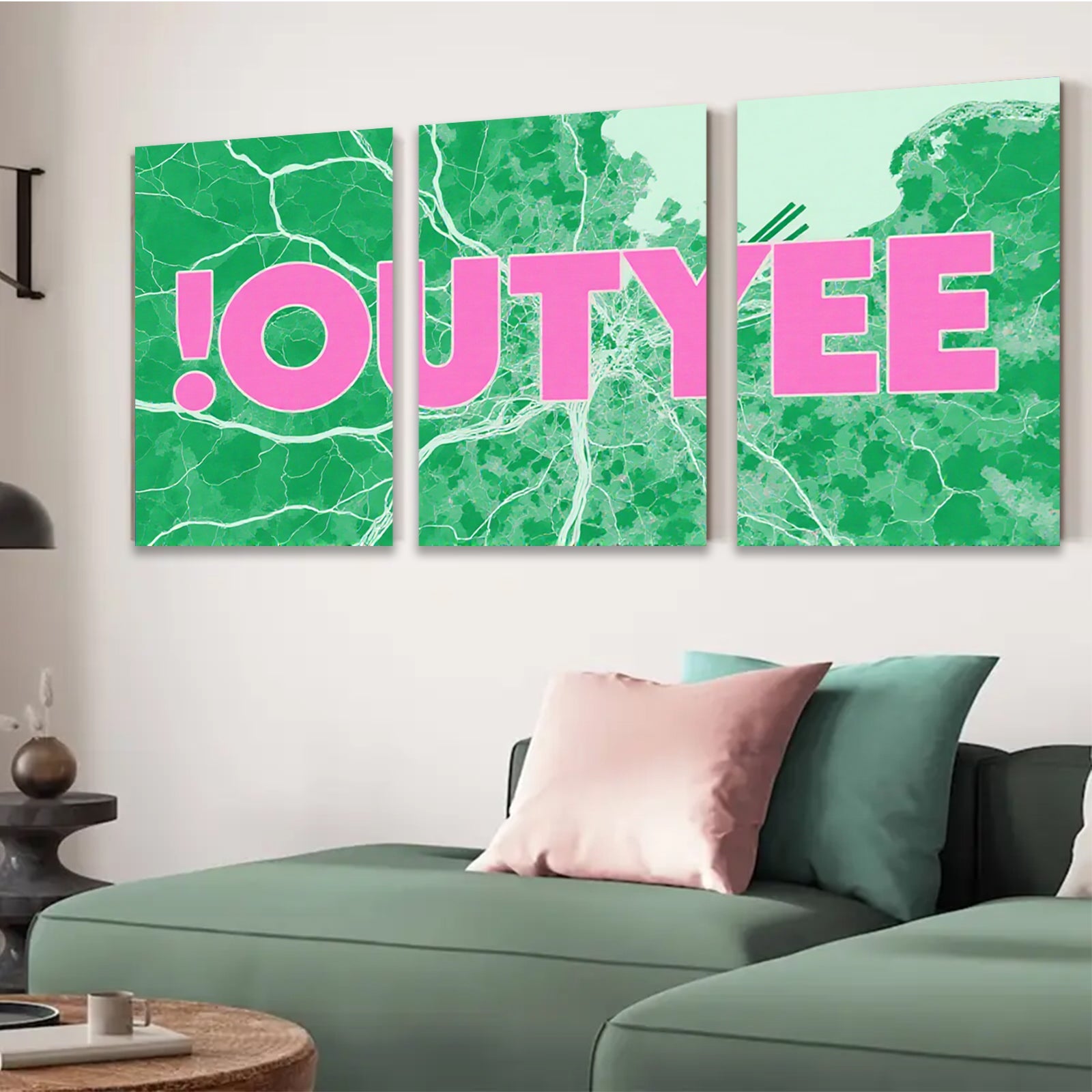 2D flat 1pc abstract botanical wall art modern green leaf canvas prints for living room bedroom home office decor farmhouse style gallery wrapped ready to hang inspirational