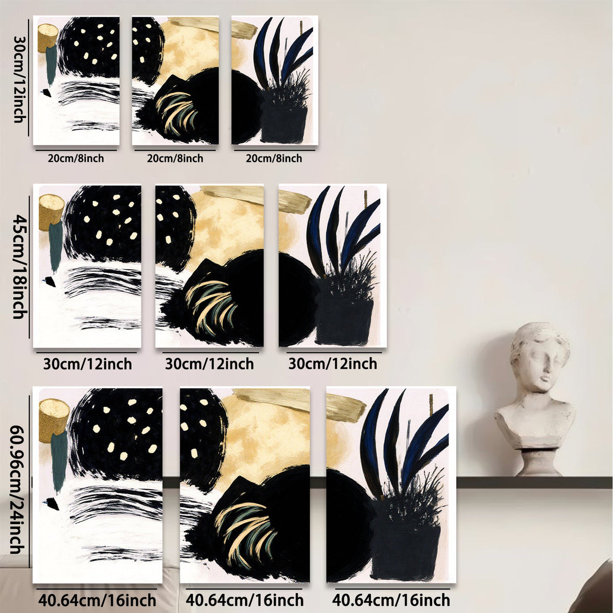 2D flat 1pc abstract brushstroke botanical wall art modern farmhouse living room bedroom decor gallery wrapped canvas prints oversized statement piece