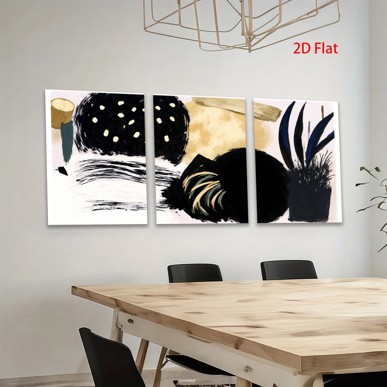 2D flat 1pc abstract brushstroke botanical wall art modern farmhouse living room bedroom decor gallery wrapped canvas prints oversized statement piece