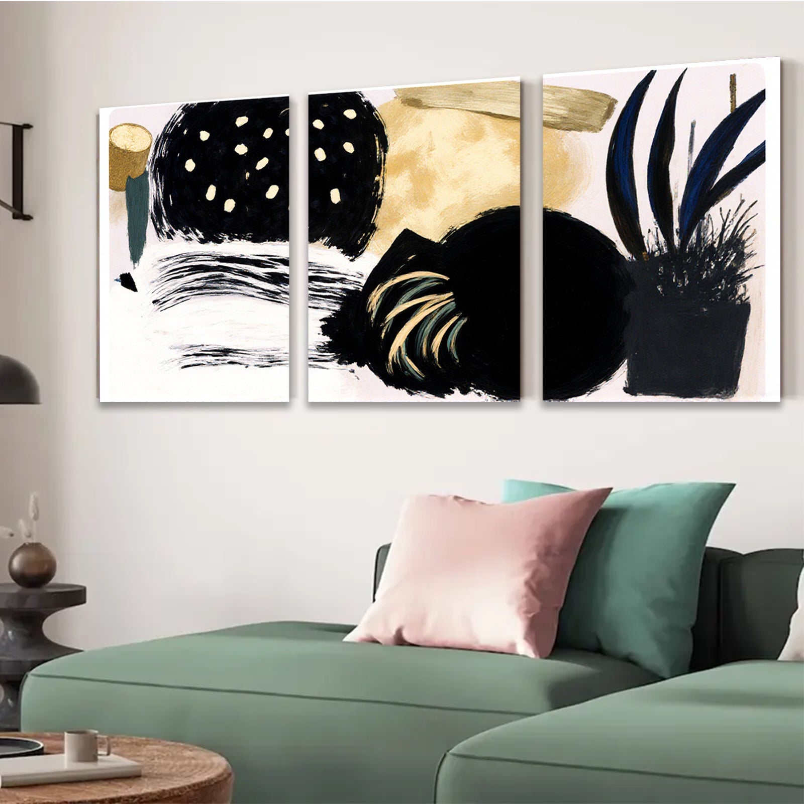 2D flat 1pc abstract brushstroke botanical wall art modern farmhouse living room bedroom decor gallery wrapped canvas prints oversized statement piece