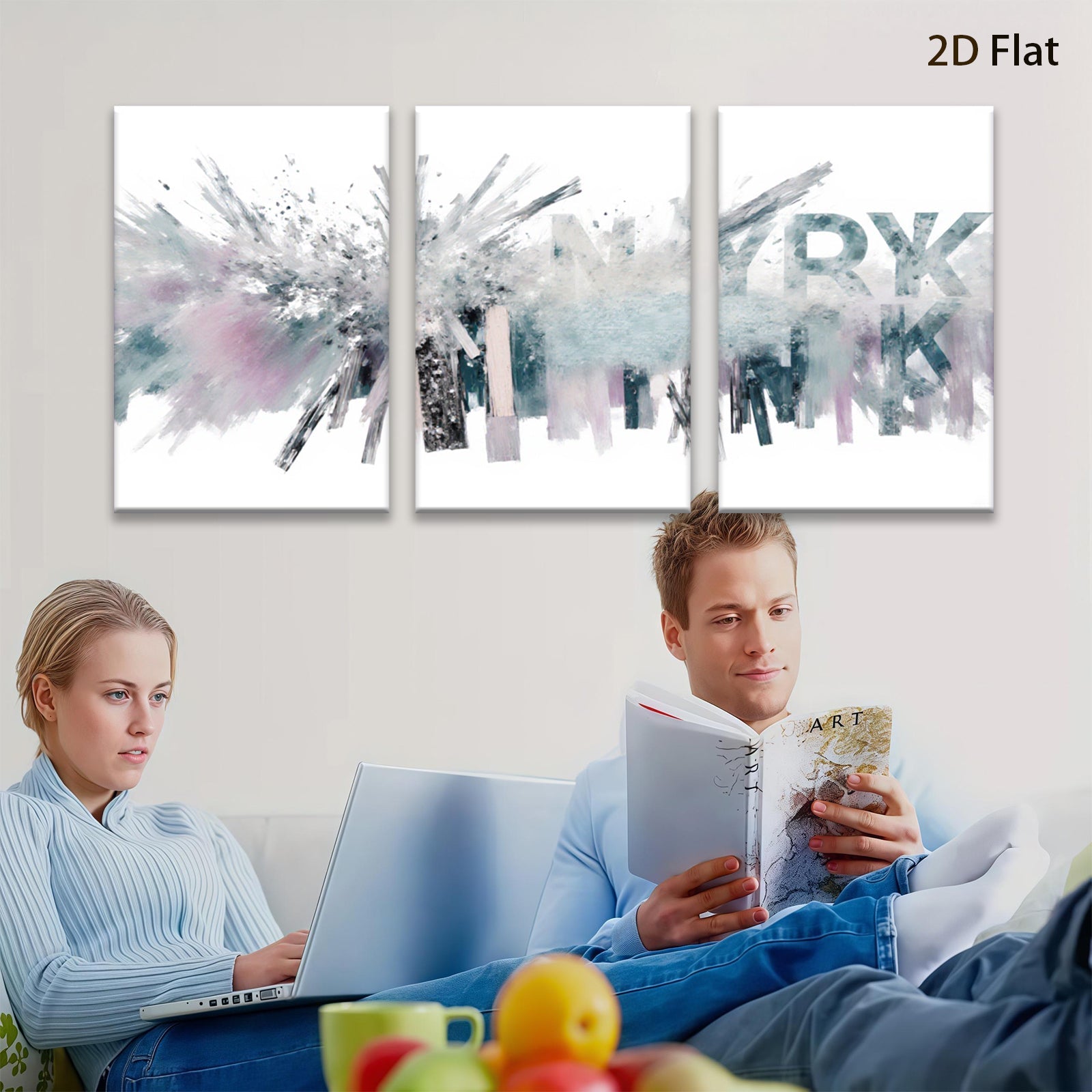 2D flat 1pc abstract brushstroke canvas wall art modern farmhouse decor living room bedroom dining room gallery wrapped timeless elegance trending now