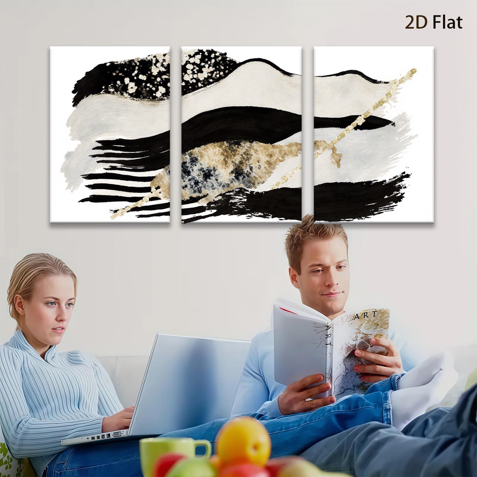 2D flat 1pc abstract brushstroke canvas wall art modern minimalist home decor living room bedroom office gallery wrapped ready to hang farmhouse style
