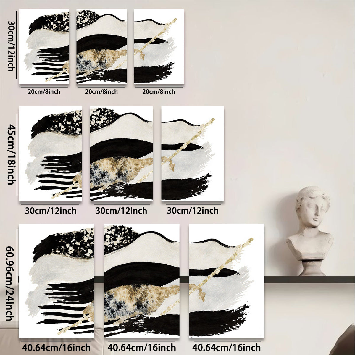2D flat 1pc abstract brushstroke canvas wall art modern minimalist home decor living room bedroom office gallery wrapped ready to hang farmhouse style