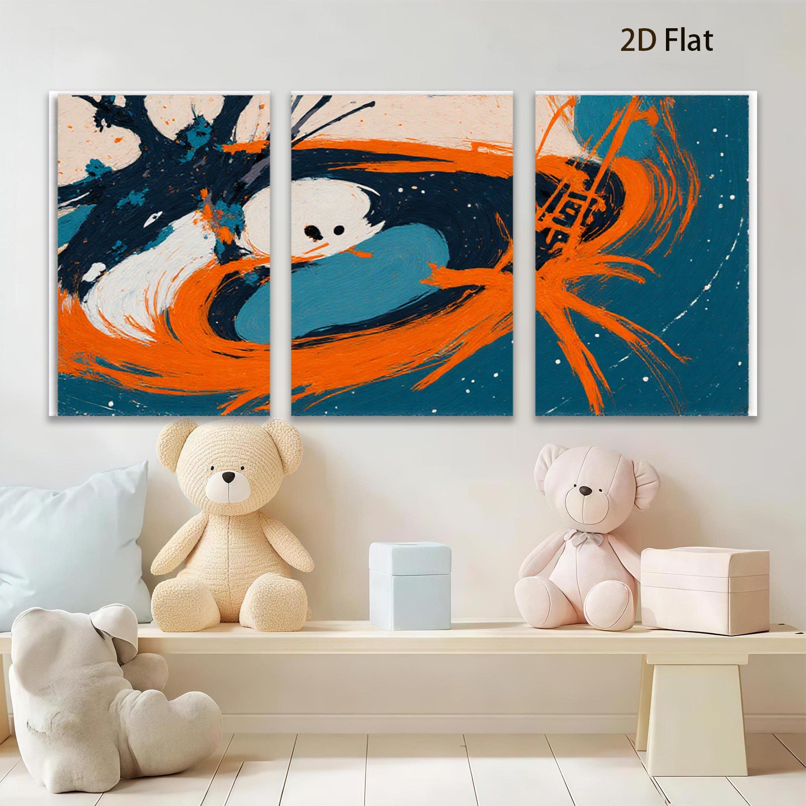 2D flat 1pc abstract brushstroke swirl modern art canvas wall decor for living room bedroom office farmhouse chic gallery wrapped ready to hang
