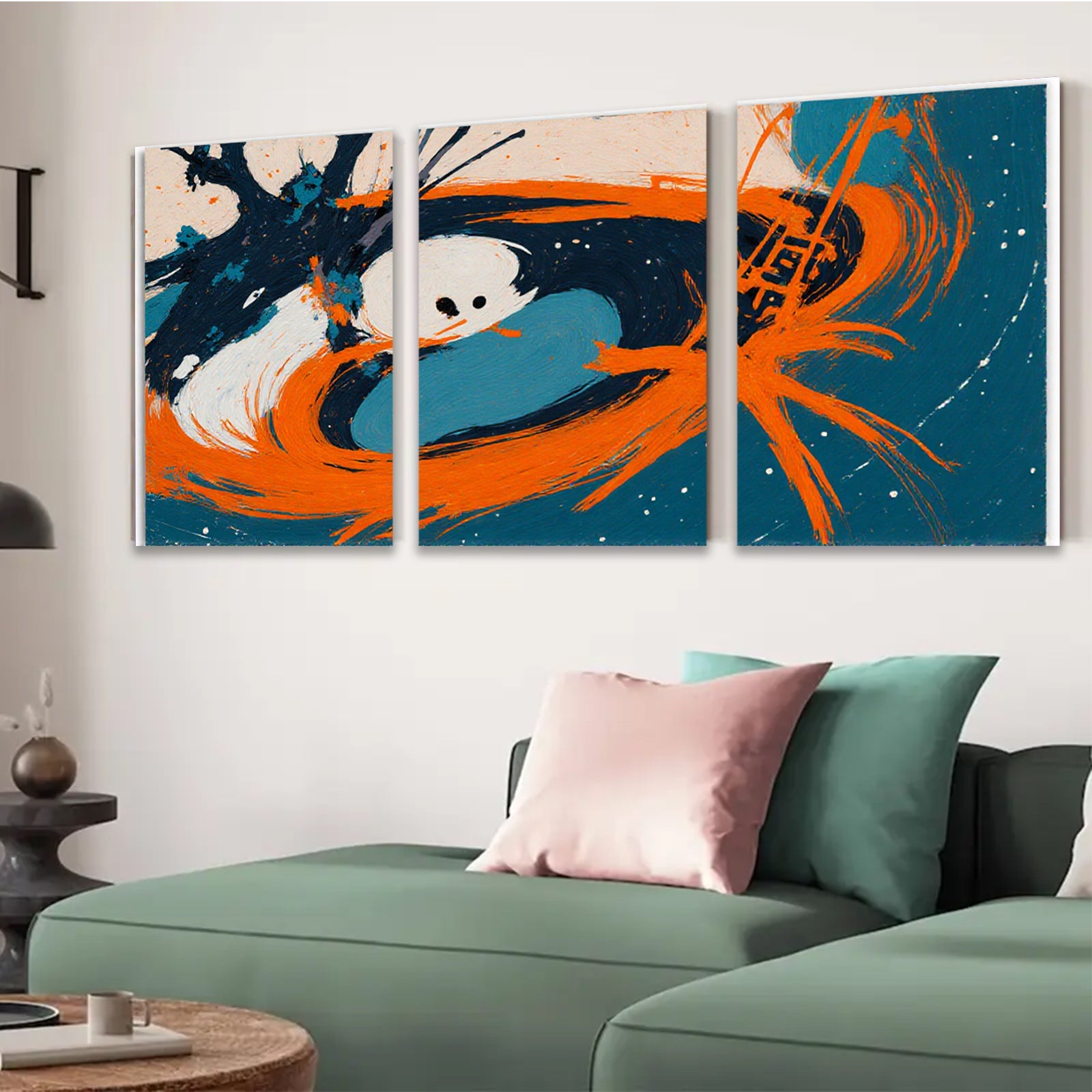 2D flat 1pc abstract brushstroke swirl modern art canvas wall decor for living room bedroom office farmhouse chic gallery wrapped ready to hang