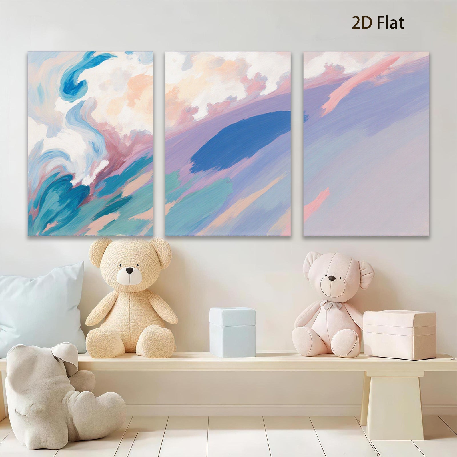 2D flat 1pc abstract brushstroke waves modern wall art living room bedroom decor farmhouse style canvas prints vibrant colors gallery wrapped ready to hang