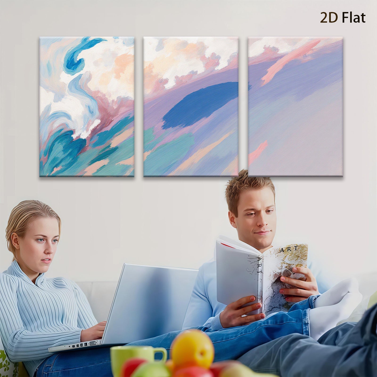 2D flat 1pc abstract brushstroke waves modern wall art living room bedroom decor farmhouse style canvas prints vibrant colors gallery wrapped ready to hang