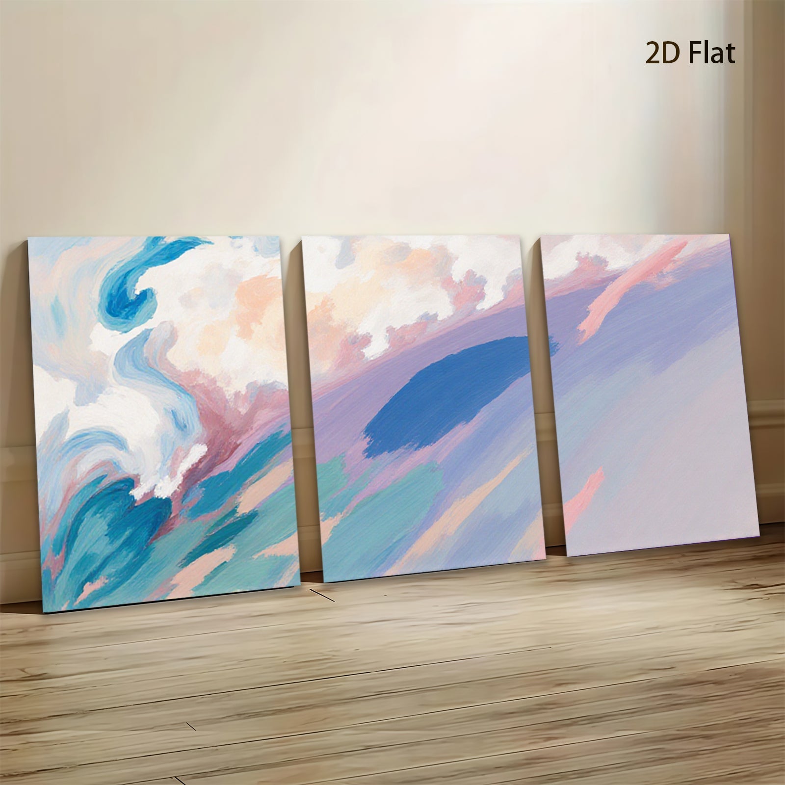 2D flat 1pc abstract brushstroke waves modern wall art living room bedroom decor farmhouse style canvas prints vibrant colors gallery wrapped ready to hang