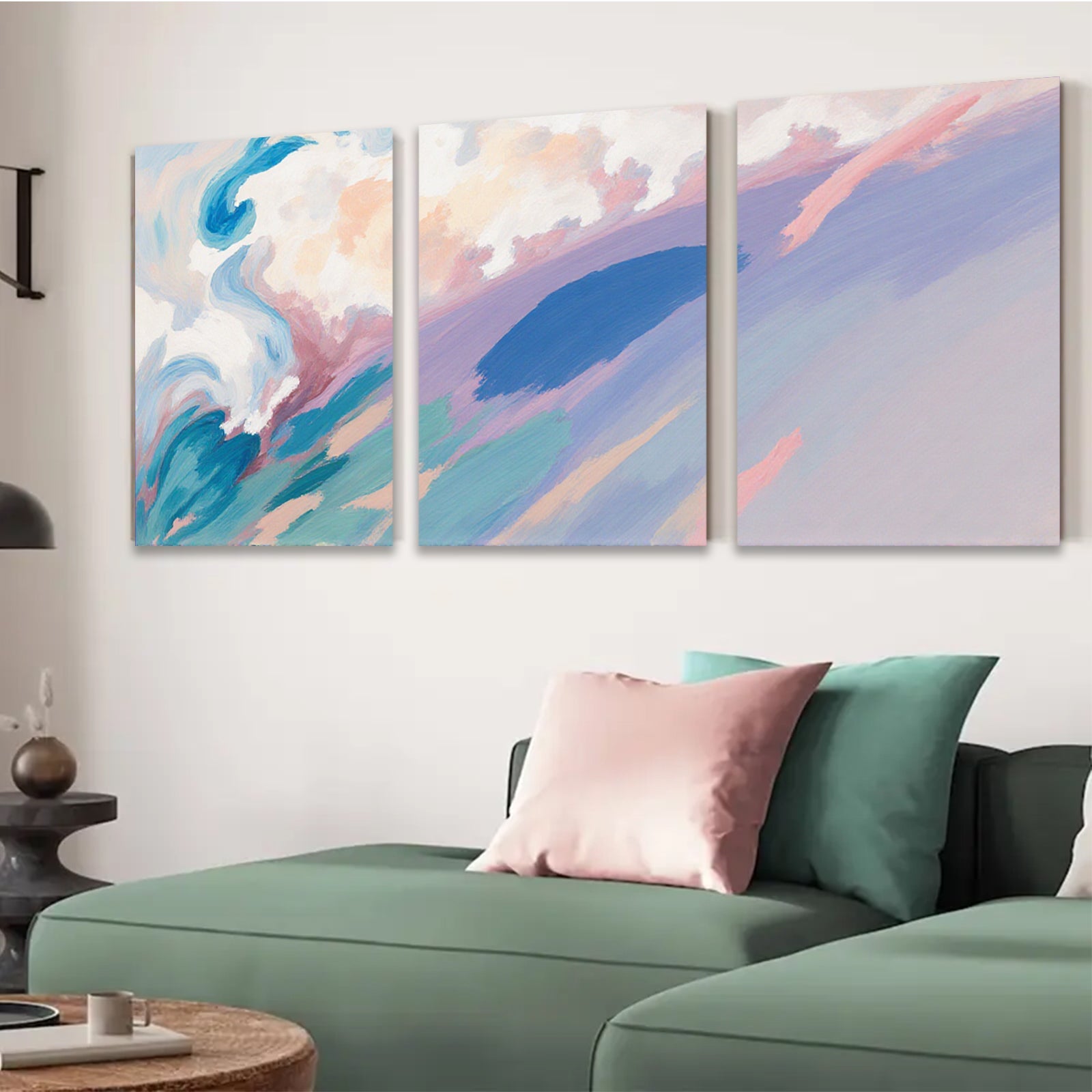 2D flat 1pc abstract brushstroke waves modern wall art living room bedroom decor farmhouse style canvas prints vibrant colors gallery wrapped ready to hang