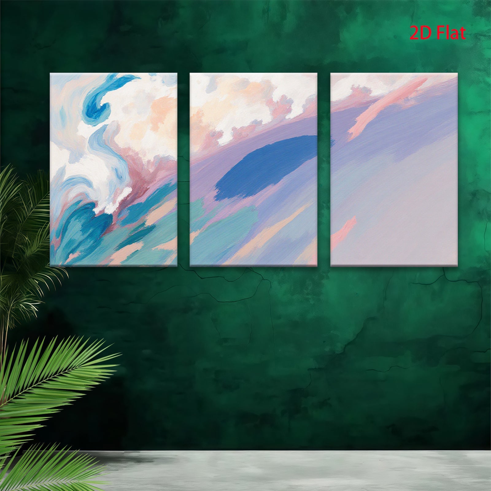 2D flat 1pc abstract brushstroke waves modern wall art living room bedroom decor farmhouse style canvas prints vibrant colors gallery wrapped ready to hang