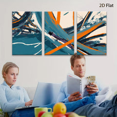 2D flat 1pc abstract brushstrokes bold teal orange modern wall art living room bedroom decor farmhouse style canvas prints framed ready to hang