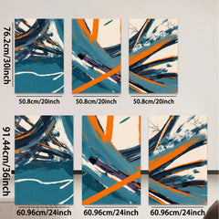 2D flat 1pc abstract brushstrokes bold teal orange modern wall art living room bedroom decor farmhouse style canvas prints framed ready to hang