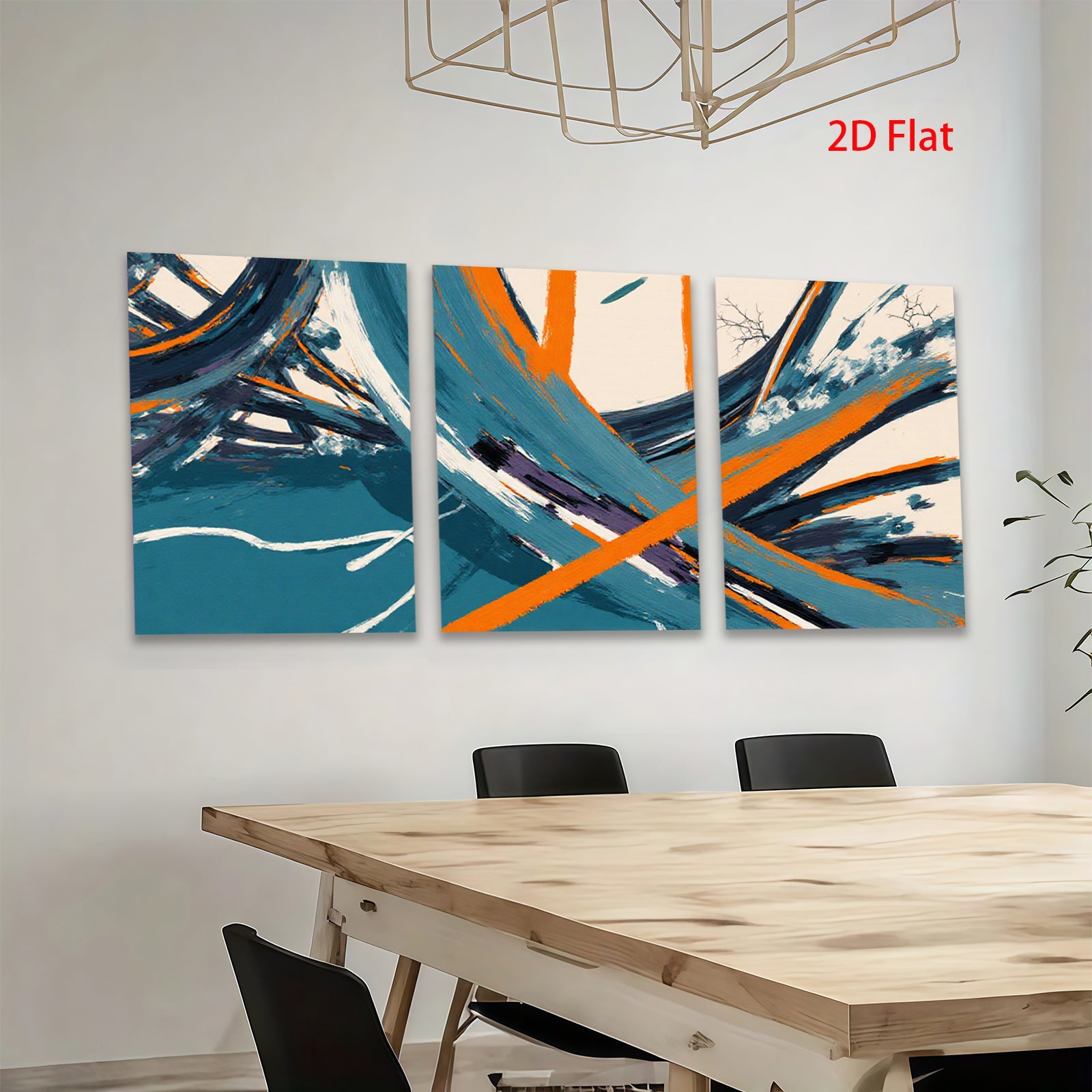 2D flat 1pc abstract brushstrokes bold teal orange modern wall art living room bedroom decor farmhouse style canvas prints framed ready to hang