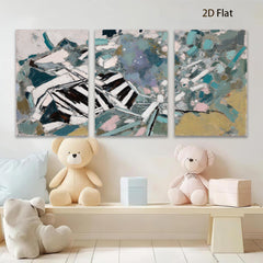 2D flat 1pc abstract brushstrokes vibrant coastal blues golds modern farmhouse wall art living room bedroom decor gallery wrapped canvas print oversized statement piece