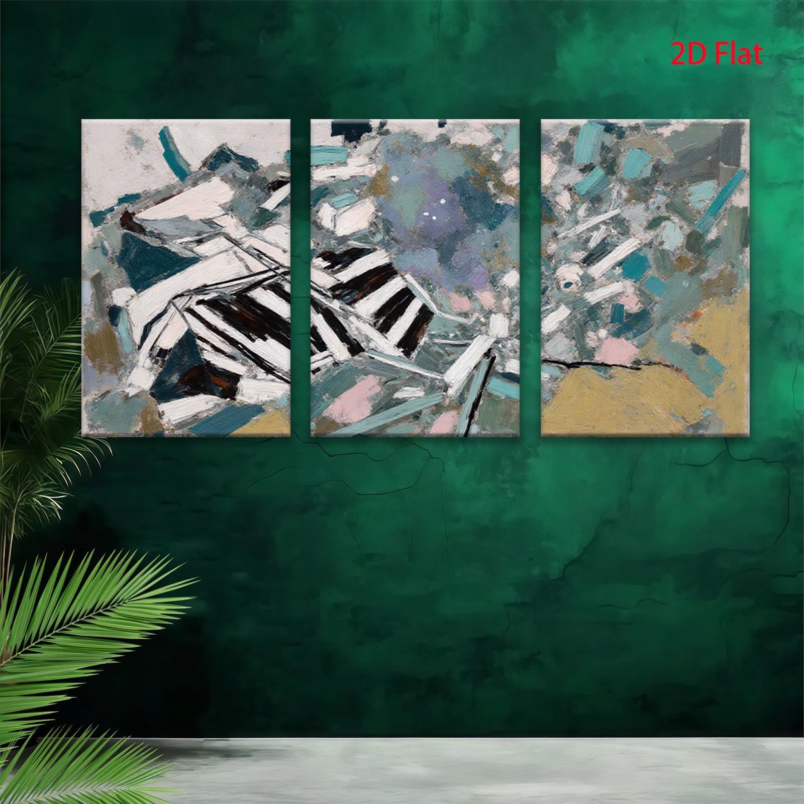 2D flat 1pc abstract brushstrokes vibrant coastal blues golds modern farmhouse wall art living room bedroom decor gallery wrapped canvas print oversized statement piece