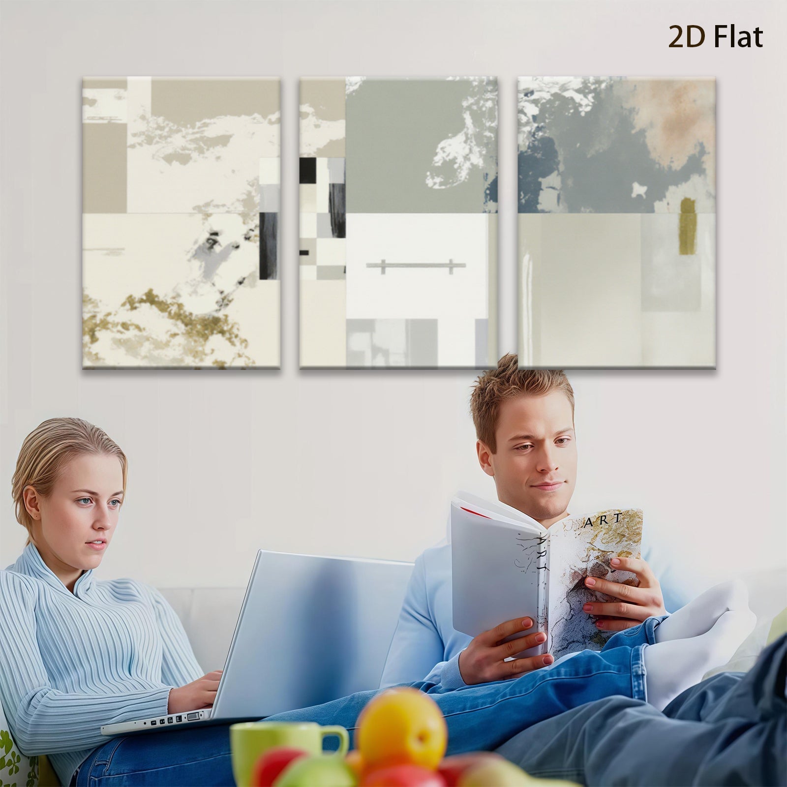 2D flat 1pc abstract canvas wall art modern geometric painting for living room bedroom office decor farmhouse style gallery wrapped timeless elegance trending now