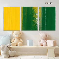 2D flat 1pc abstract canvas wall art vibrant yellow green hues modern farmhouse living room bedroom decor gallery wrapped stretched prints ready to hang large size statement piece