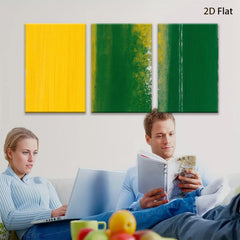 2D flat 1pc abstract canvas wall art vibrant yellow green hues modern farmhouse living room bedroom decor gallery wrapped stretched prints ready to hang large size statement piece