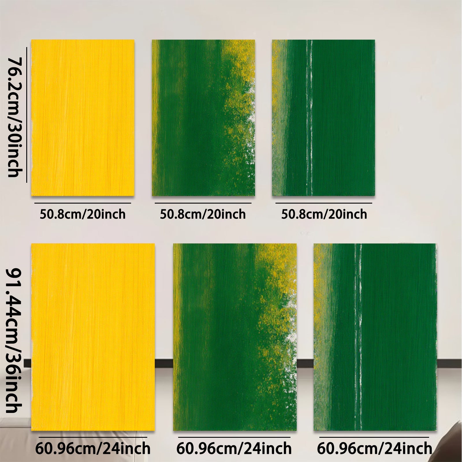 2D flat 1pc abstract canvas wall art vibrant yellow green hues modern farmhouse living room bedroom decor gallery wrapped stretched prints ready to hang large size statement piece