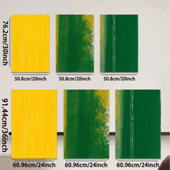 2D flat 1pc abstract canvas wall art vibrant yellow green hues modern farmhouse living room bedroom decor gallery wrapped stretched prints ready to hang large size statement piece
