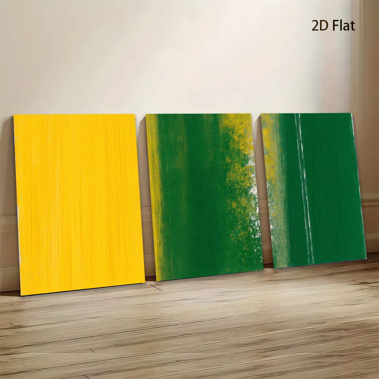 2D flat 1pc abstract canvas wall art vibrant yellow green hues modern farmhouse living room bedroom decor gallery wrapped stretched prints ready to hang large size statement piece