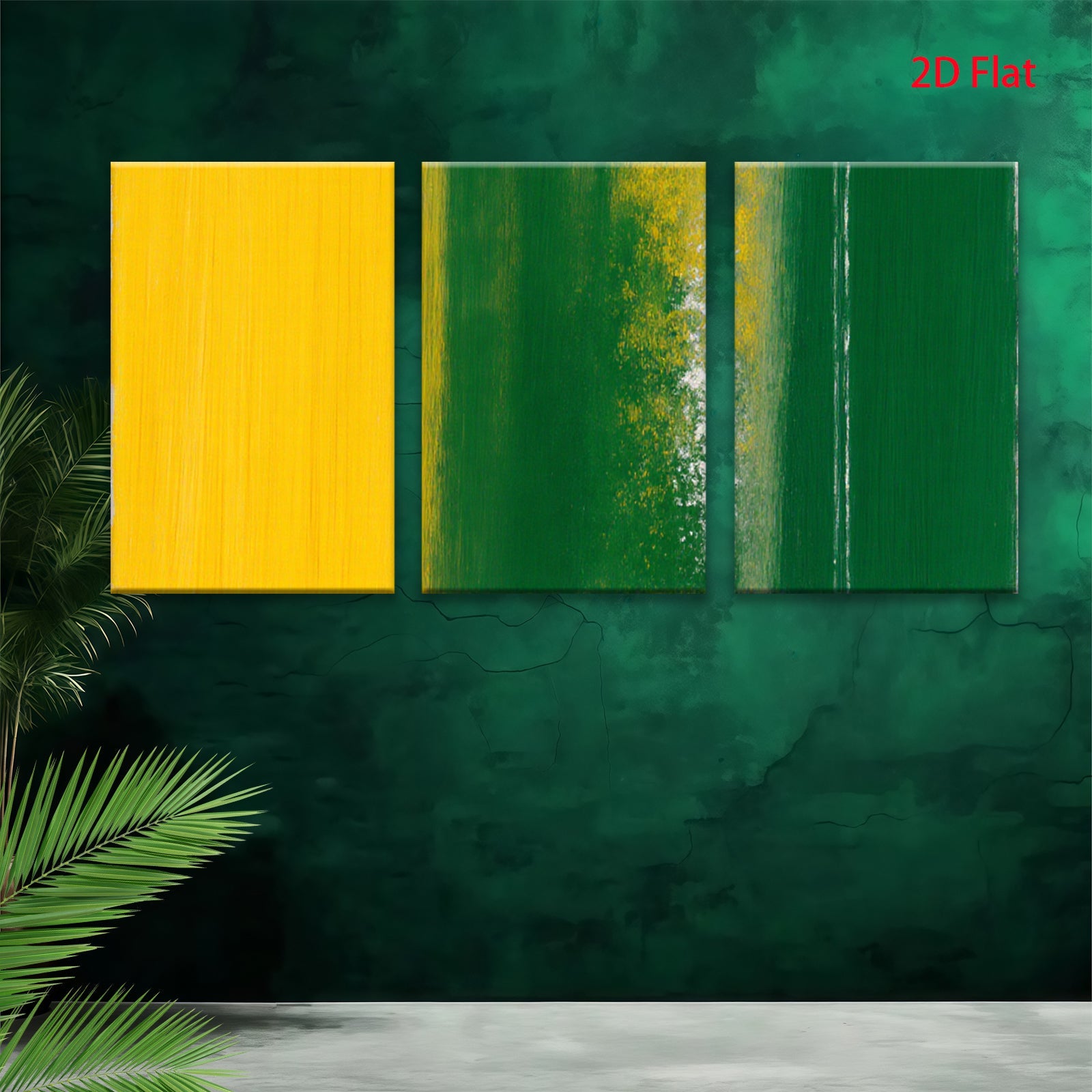 2D flat 1pc abstract canvas wall art vibrant yellow green hues modern farmhouse living room bedroom decor gallery wrapped stretched prints ready to hang large size statement piece