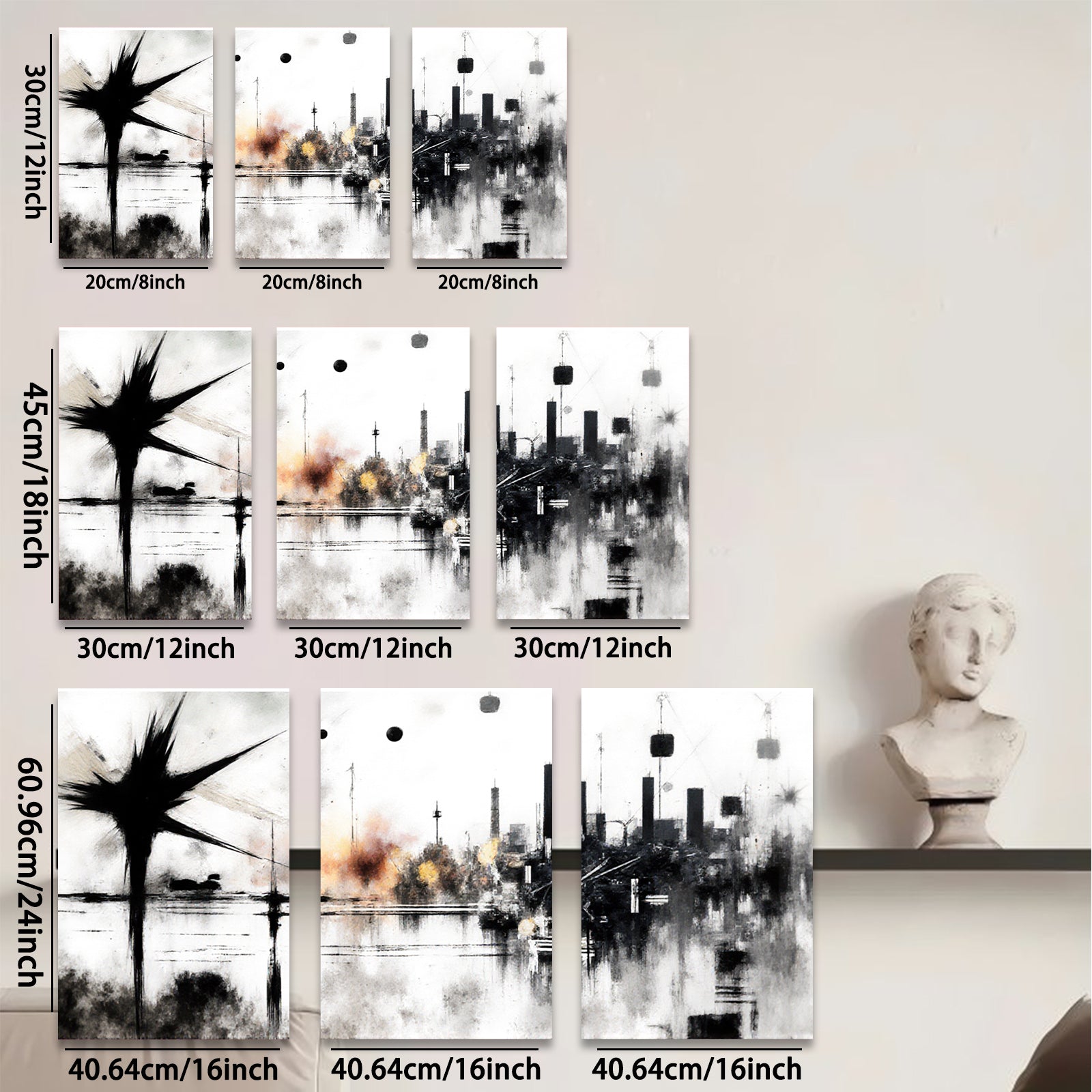 2D flat 1pc abstract city skyline modern wall art canvas prints for living room bedroom office decor farmhouse style gallery wrapped timeless elegance
