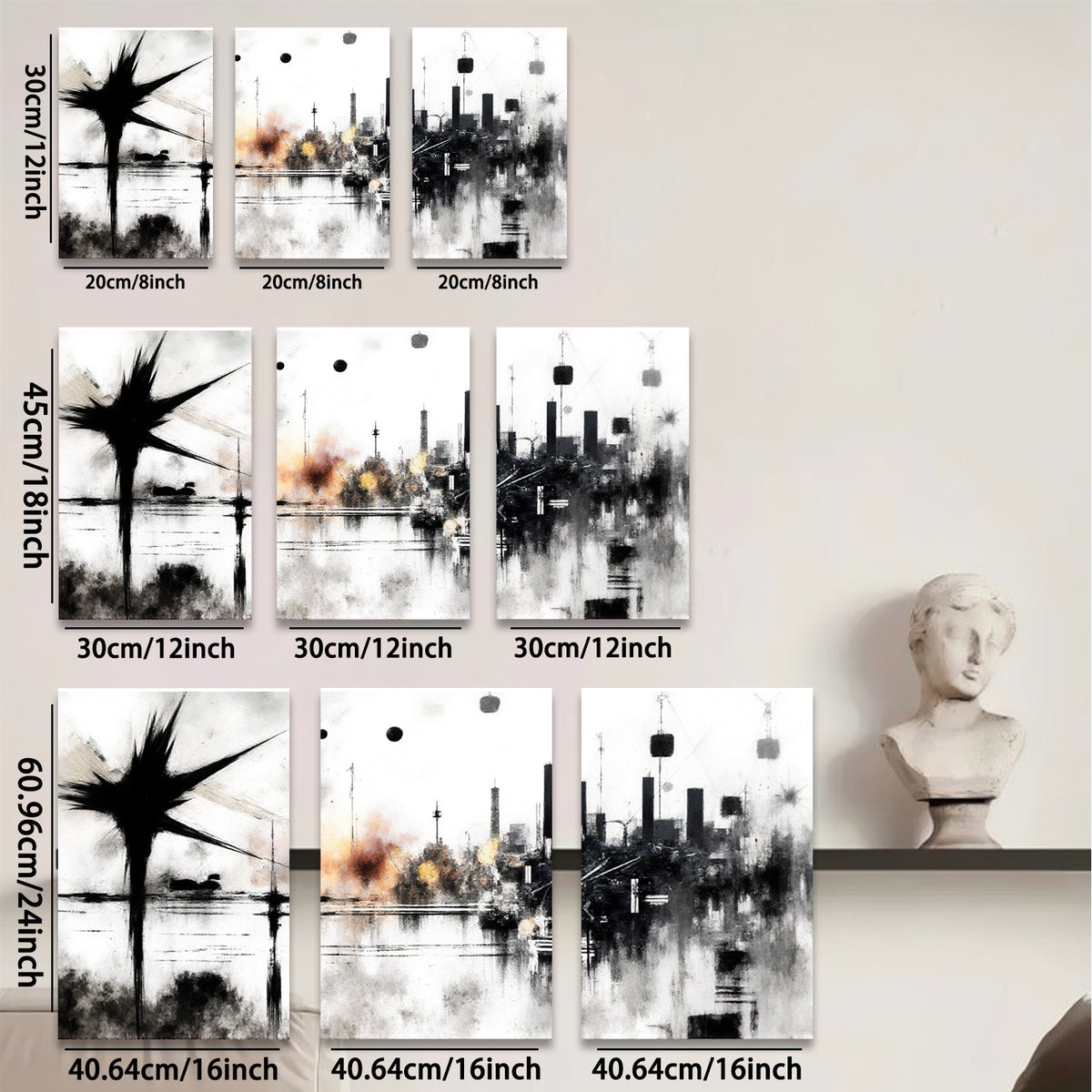 2D flat 1pc abstract city skyline modern wall art canvas prints for living room bedroom office decor farmhouse style gallery wrapped timeless elegance