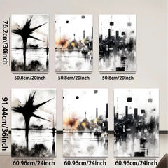 2D flat 1pc abstract city skyline modern wall art canvas prints for living room bedroom office decor farmhouse style gallery wrapped timeless elegance